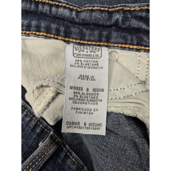 Levi's Strauss Mid-Rise Signature Jeans Misses Women 8 Blue Straight Leg - Picture 6 of 8